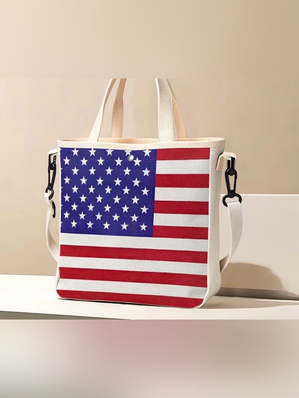 USA Flag Tote Bag - White / Red / Blue